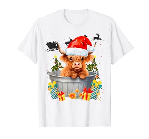 Highland Kuh Weihnachten Outfit Ideen Für Frauen & Hochland Kuh T-Shirt von Christmas Highland Cow Accessory Ideas For Men