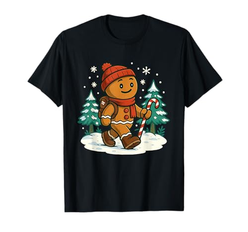 Wandern Weihnachten Wanderer Lebkuchenmann Damen Kinder Wandern T-Shirt von Christmas Hiking Designs