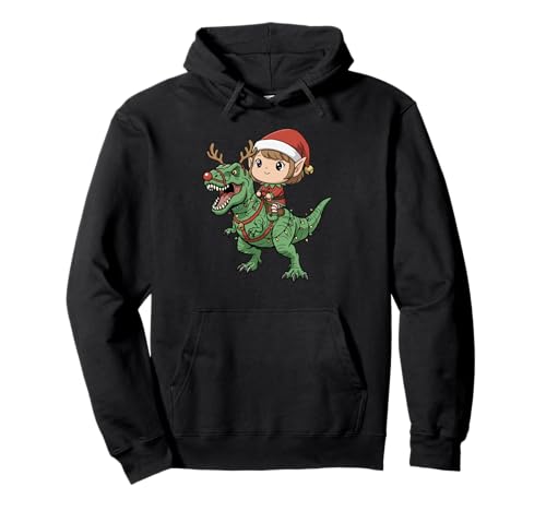 Mädchen Elfe reitet T-Rex Lustiger Weihnachtsdinosaurier Pullover Hoodie Mädchen Elfe reitet T-Rex Lustiger Weihnachtsdinosaurier Pullover Hoodie von Christmas Holiday Co.