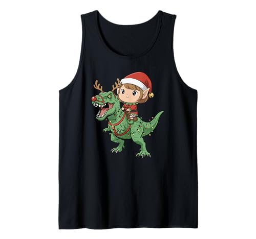 Mädchen Elfe reitet T-Rex Lustiger Weihnachtsdinosaurier Tank Top Mädchen Elfe reitet T-Rex Lustiger Weihnachtsdinosaurier Tank Top von Christmas Holiday Co.
