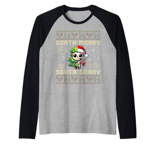 Funny Christmas Sorta Merry Sorta Scary Skelett Xmas Men Raglan von Christmas Holiday Wear