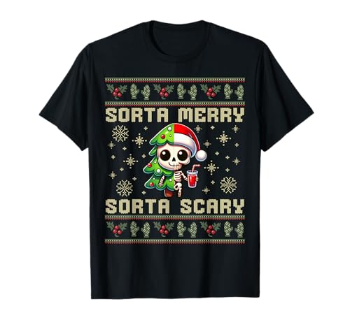 Funny Christmas Sorta Merry Sorta Scary Skelett Xmas Men T-Shirt von Christmas Holiday Wear