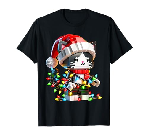 Lustige schwarze Katze Bausteine Liebhaber Weihnachten Lichter Kinder T-Shirt Lustige schwarze Katze Bausteine Liebhaber Weihnachten Lichter Kinder T-Shirt von Christmas Holiday Wear