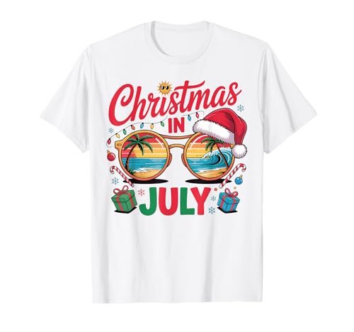 Weihnachten im Juli Weihnachtsmann Sonnenbrille Strand Männer Frauen Kind T-Shirt Weihnachten im Juli Weihnachtsmann Sonnenbrille Strand Männer Frauen Kind T-Shirt von Christmas In July Shirts For Mens Womens Kids Tees
