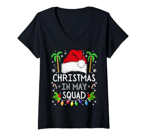 Damen Christmas In May Squad Lustiges Sommer-Weihnachtsfest für Herren, Damen und Kinder T-Shirt mit V-Ausschnitt Damen Christmas In May Squad Lustiges Sommer-Weihnachtsfest für Herren, Damen und Kinder T-Shirt mit V-Ausschnitt von Christmas In May Squad Gifts