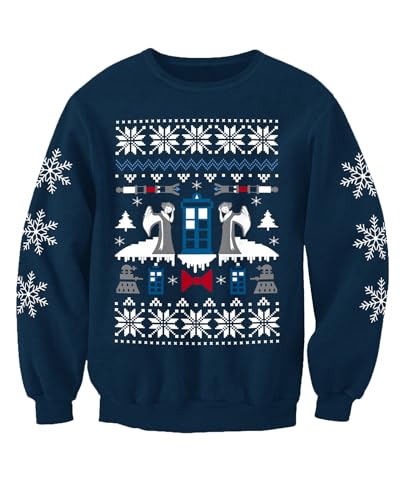 Christmas Jumpers - Nostalgic Engel Weihnachtspullover TV Who Erwachsene Gedruckt Weihnachten Sweatshirt Navy, navy, 7-8 Jahre von Christmas Jumpers - Nostalgic