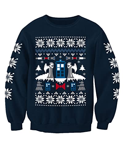 Christmas Jumpers - Nostalgic Engel Weihnachtspullover TV Who Erwachsene Gedruckt Weihnachten Sweatshirt Navy, navy, XL von Christmas Jumpers - Nostalgic