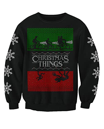 Christmas Things Sci Fi Stranger Horror Erwachsene Weihnachtspullover Sweatshirt (Medium), Schwarz von Christmas Jumpers - Nostalgic