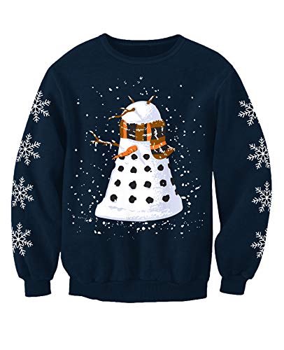 Sci Fi Weihnachtspullover für Erwachsene, inspiriert von Schneemann, blau, XXL von Christmas Jumpers - Nostalgic