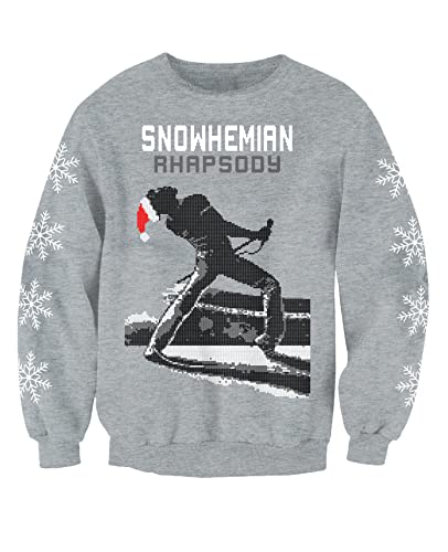 Snowhemian Rhapsody Rockmusik Weihnachtspullover Erwachsene Sweatshirt, grau, S von Christmas Jumpers - Nostalgic