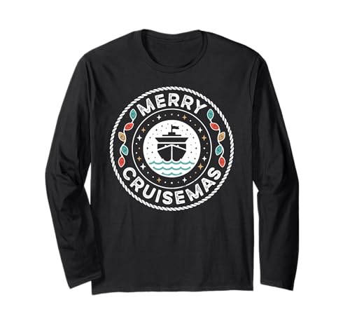 Merry Cruise-Mas Passende Familien-Weihnachtskreuzfahrt Damen Herren Langarmshirt von Christmas Lights Family Matching Christmas Pajamas