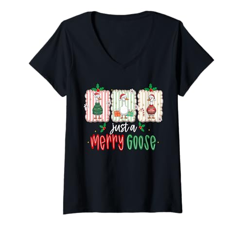 Damen Lustige Merry Goosemas Christmas Duck Silly Goose Memes T-Shirt mit V-Ausschnitt Damen Lustige Merry Goosemas Christmas Duck Silly Goose Memes T-Shirt mit V-Ausschnitt von Christmas- Merry Christmas