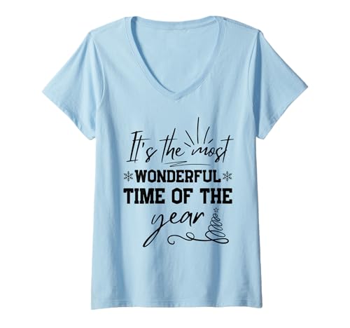 Damen Weihnachtszitat Christmastree T-Shirt mit V-Ausschnitt Damen Weihnachtszitat Christmastree T-Shirt mit V-Ausschnitt von Christmas Most Wonderful Time of the Year