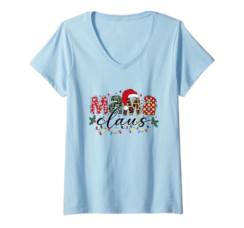 Damen Weihnachten Mama Claus T-Shirt mit V-Ausschnitt Damen Weihnachten Mama Claus T-Shirt mit V-Ausschnitt von Christmas Phiz