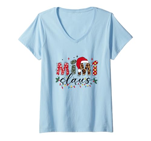 Damen Weihnachten Mimi Claus T-Shirt mit V-Ausschnitt Damen Weihnachten Mimi Claus T-Shirt mit V-Ausschnitt von Christmas Phiz