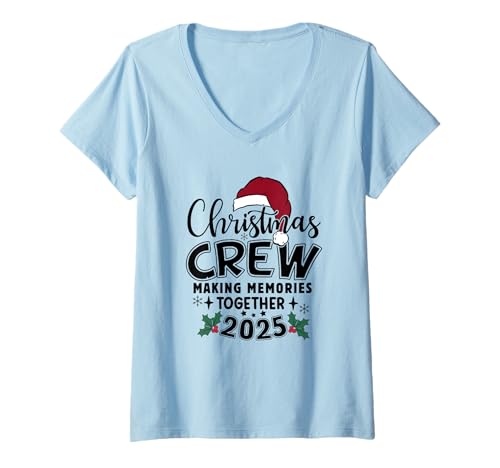 Damen Weihnachts-Crew 2025 T-Shirt mit V-Ausschnitt von Christmas Phiz