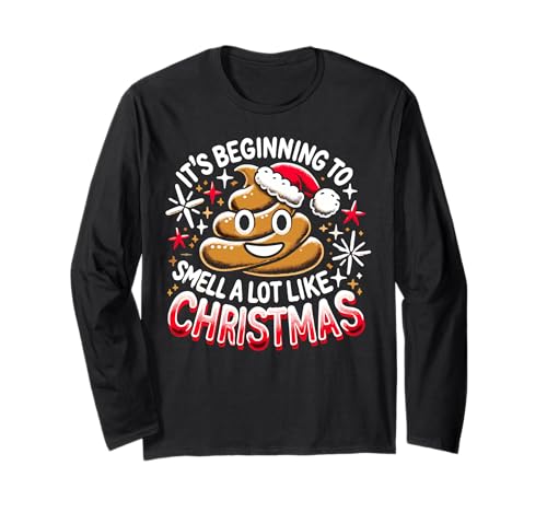 Smell Like Christmas - Poop Christmas Sweater Kids Women Men Langarmshirt von Christmas Poop Decorations Mens Womens Poop Funny