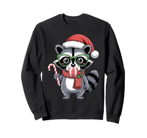 Süßer Weihnachtswaschbär in roter Brille Bubble Herren Damen Kinder Sweatshirt von Christmas Raccoon Apparel