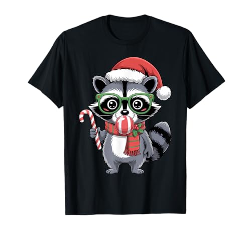 Süßer Weihnachtswaschbär in roter Brille Bubble Herren Damen Kinder T-Shirt von Christmas Raccoon Apparel