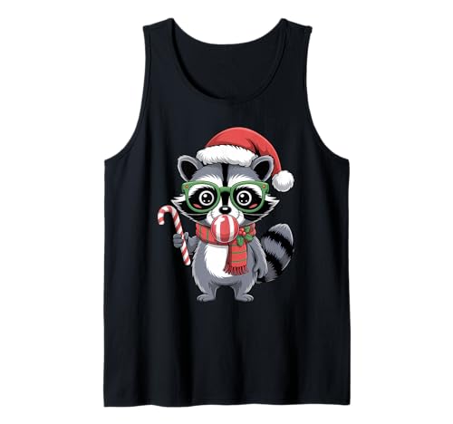 Süßer Weihnachtswaschbär in roter Brille Bubble Herren Damen Kinder Tank Top von Christmas Raccoon Apparel