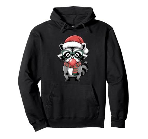 Weihnachtlicher Waschbär in grüner Brille Bubble Herren Damen Kinder Pullover Hoodie von Christmas Raccoon Apparel