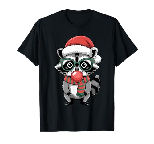 Weihnachtlicher Waschbär in grüner Brille Bubble Herren Damen Kinder T-Shirt von Christmas Raccoon Apparel