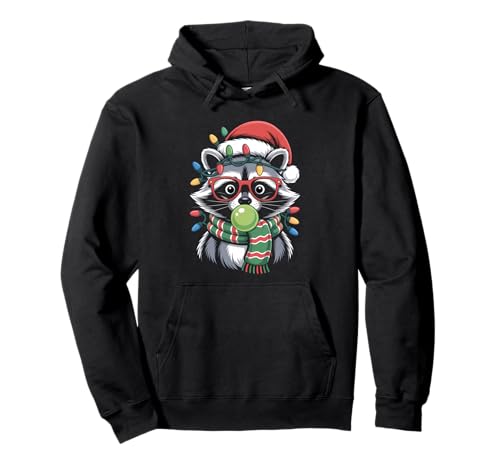 Weihnachtlicher Waschbär in roter Brille Bubble Herren Damen Kinder Pullover Hoodie von Christmas Raccoon Apparel