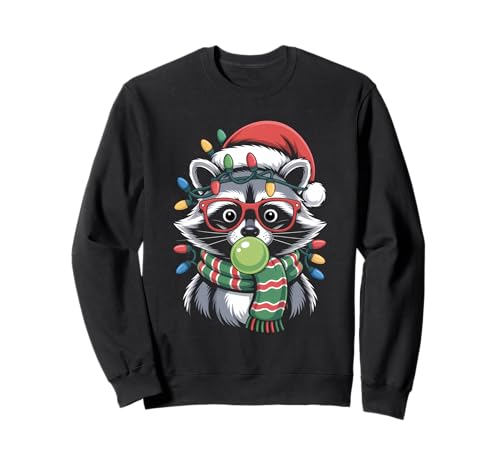 Weihnachtlicher Waschbär in roter Brille Bubble Herren Damen Kinder Sweatshirt von Christmas Raccoon Apparel