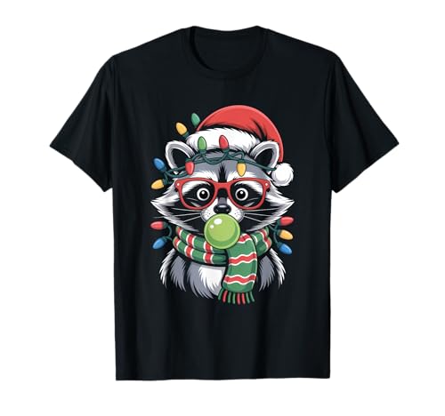 Weihnachtlicher Waschbär in roter Brille Bubble Herren Damen Kinder T-Shirt von Christmas Raccoon Apparel
