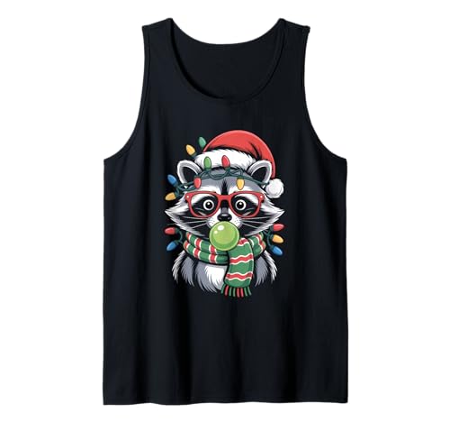 Weihnachtlicher Waschbär in roter Brille Bubble Herren Damen Kinder Tank Top von Christmas Raccoon Apparel