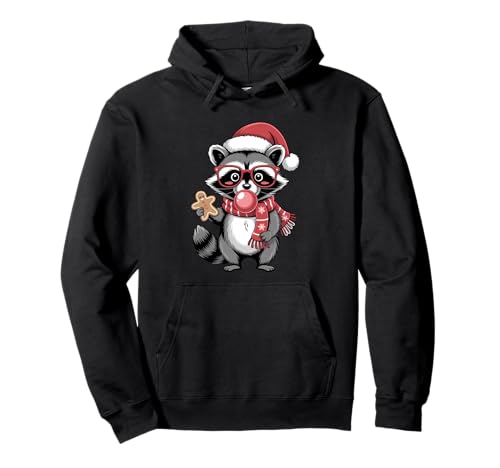 Weihnachtlicher Waschbär in roter Brille Bubble Herren Damen Kinder Xmas Pullover Hoodie von Christmas Raccoon Apparel