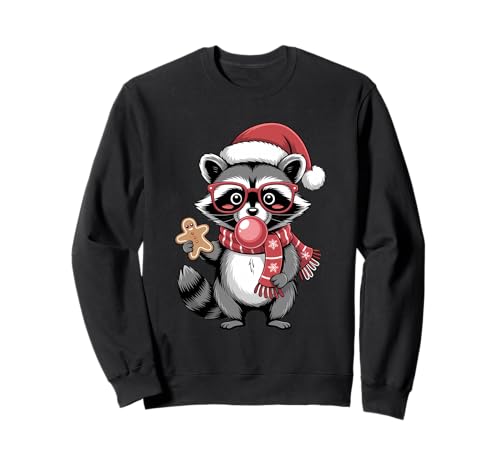 Weihnachtlicher Waschbär in roter Brille Bubble Herren Damen Kinder Xmas Sweatshirt von Christmas Raccoon Apparel