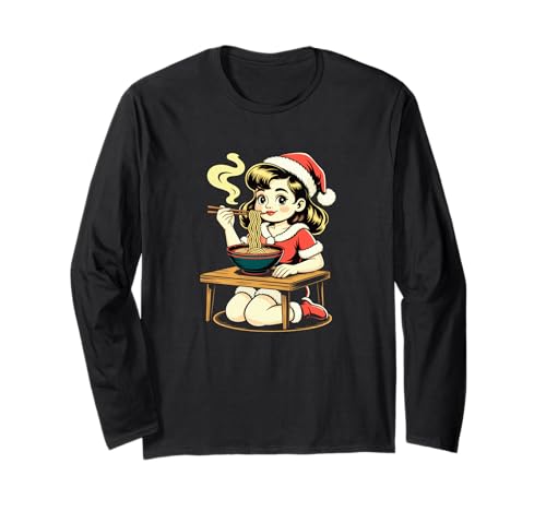 Anime Ramen Xmas Kawaii Santa Girl isst japanische Nudeln Langarmshirt Anime Ramen Xmas Kawaii Santa Girl isst japanische Nudeln Langarmshirt von Christmas Ramen Anime Kawaii Santa Holiday Tee