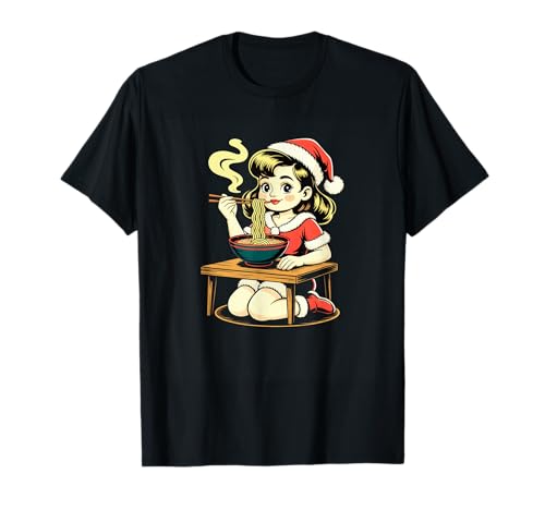 Anime Ramen Xmas Kawaii Santa Girl isst japanische Nudeln T-Shirt Anime Ramen Xmas Kawaii Santa Girl isst japanische Nudeln T-Shirt von Christmas Ramen Anime Kawaii Santa Holiday Tee