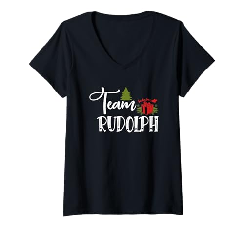 Damen Team Rudolph Christmas Rentier Fun T-Shirt mit V-Ausschnitt von Christmas Reindeer Holiday Cheer Festive Spirit