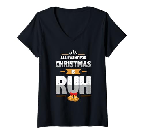 Damen Lustig All I Want for Christmas is Ruh Rentier Shirt T-Shirt mit V-Ausschnitt Damen Lustig All I Want for Christmas is Ruh Rentier Shirt T-Shirt mit V-Ausschnitt von Christmas Reindeer Holiday Family Gift Tee
