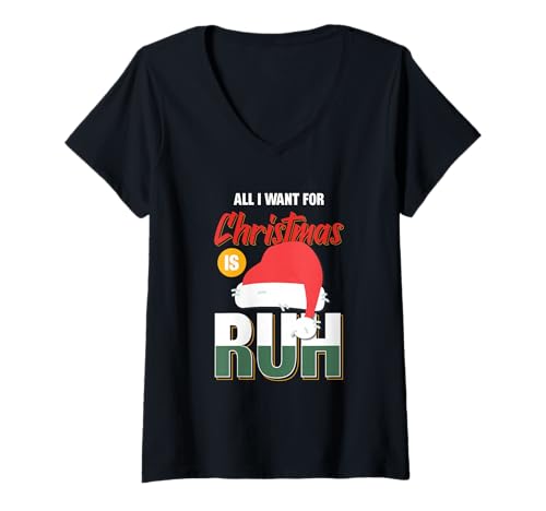 Damen Lustig All I Want for Christmas is Ruh Rentier Shirt T-Shirt mit V-Ausschnitt Damen Lustig All I Want for Christmas is Ruh Rentier Shirt T-Shirt mit V-Ausschnitt von Christmas Reindeer Holiday Family Gift Tee