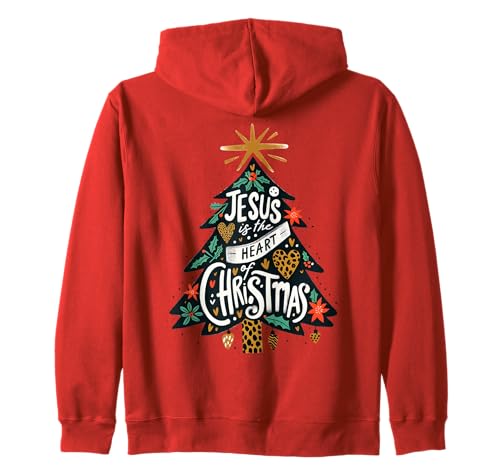 Jesus Christlicher Weihnachtsbaum Männer Frauen Kinder Xmas Religiös Kapuzenjacke von Christmas Religious Men Women Apparel Clothes Idea