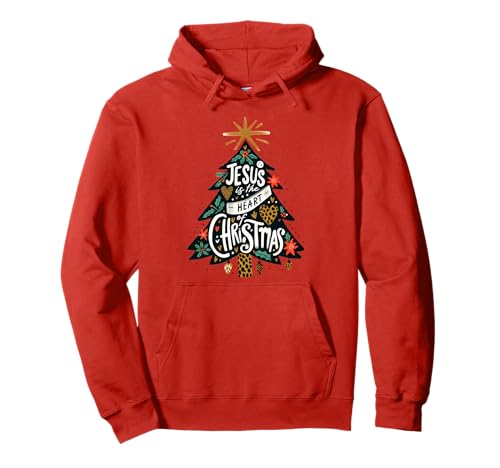 Jesus Christlicher Weihnachtsbaum Männer Frauen Kinder Xmas Religiös Pullover Hoodie von Christmas Religious Men Women Apparel Clothes Idea