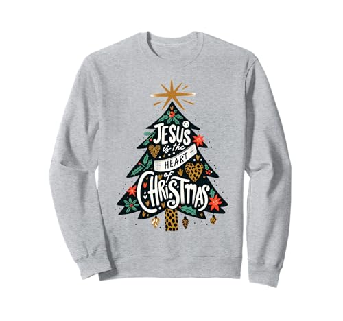 Jesus Christlicher Weihnachtsbaum Männer Frauen Kinder Xmas Religiös Sweatshirt von Christmas Religious Men Women Apparel Clothes Idea