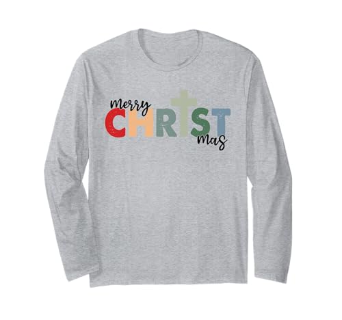 Religiöse Frohe Weihnachten Christliche Männer Frauen Kinder Xmas Langarmshirt von Christmas Religious Men Women Apparel Clothes Idea