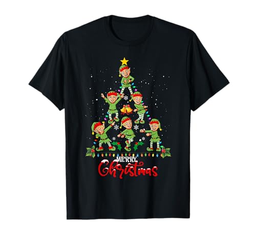 Tanzende Elfe Weihnachtsbaum Lichter Xmas Family Matching Boys T-Shirt von Christmas Santa Boys Men Girls Xmas Squad Gifts