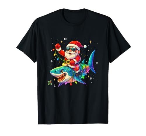 Weihnachtsmann Reitender Hai Weihnachten Jungen Merry Sharkmas Xmas T-Shirt von Christmas Santa Boys Men Girls Xmas Squad Gifts