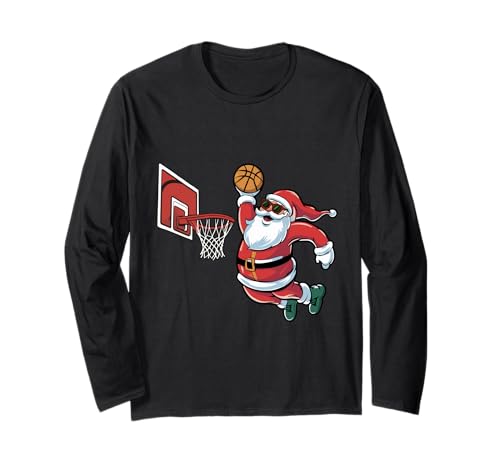 Basketballkorb für Herren, Jungen, Kinder Langarmshirt Basketballkorb für Herren, Jungen, Kinder Langarmshirt von Christmas Santa Claus Dunking basketball Boys Kids