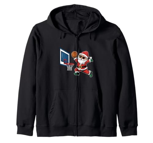 Lustiger Weihnachtsmann Dunking a Basketball Jungen Kinder Kapuzenjacke Lustiger Weihnachtsmann Dunking a Basketball Jungen Kinder Kapuzenjacke von Christmas Santa Claus Dunking basketball Boys Kids