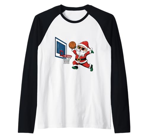 Lustiger Weihnachtsmann Dunking a Basketball Jungen Kinder Raglan von Christmas Santa Claus Dunking basketball Boys Kids