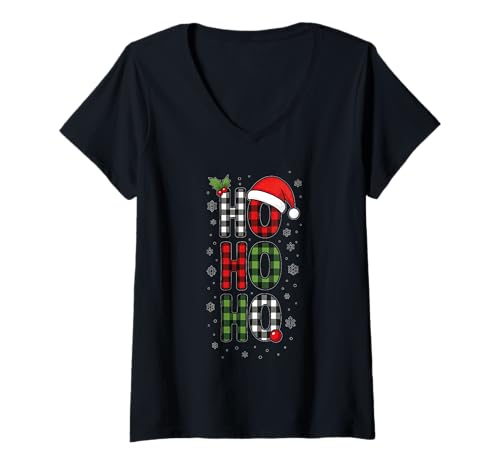 Damen HoHoHo Festlicher Weihnachtsmann Weihnachten Feiertage T-Shirt mit V-Ausschnitt Damen HoHoHo Festlicher Weihnachtsmann Weihnachten Feiertage T-Shirt mit V-Ausschnitt von Christmas Santa HoHoHo Festive XMAS Text Design