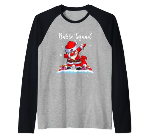 Christmas Scrub Tops Women Dabbing Santa Scrubs Nurse Squad Raglan von Christmas Scrub Dabbing Santa Scrubs Nurse Squad