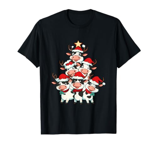 Kuh Weihnachtsbaum Xmas Mädchen Jungen Lustiger Bauer Santa Kühe T-Shirt von Christmas Shirts Pajamas PJ Men Women Kids Gifts