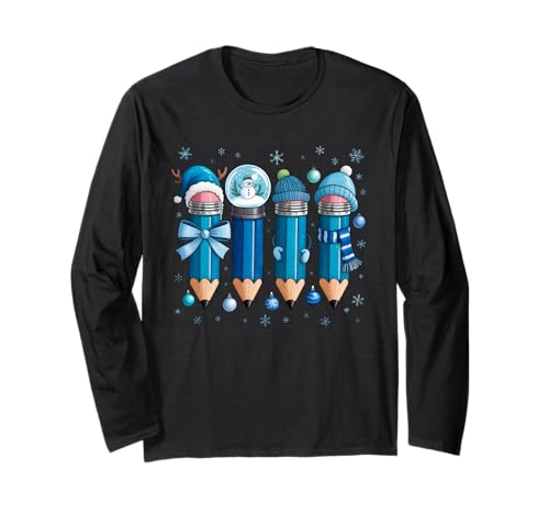 Lehrer Weihnachten Männer Frauen Kinder Schule Winter Urlaub Xmas Langarmshirt von Christmas Teacher Men Women Apparel Clothes Ideas